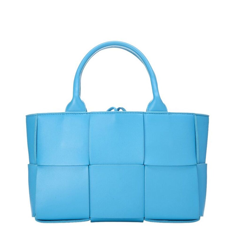 Bottega Veneta Blue Maxi Intrecciato Leather Arco Tote Small (Authentic